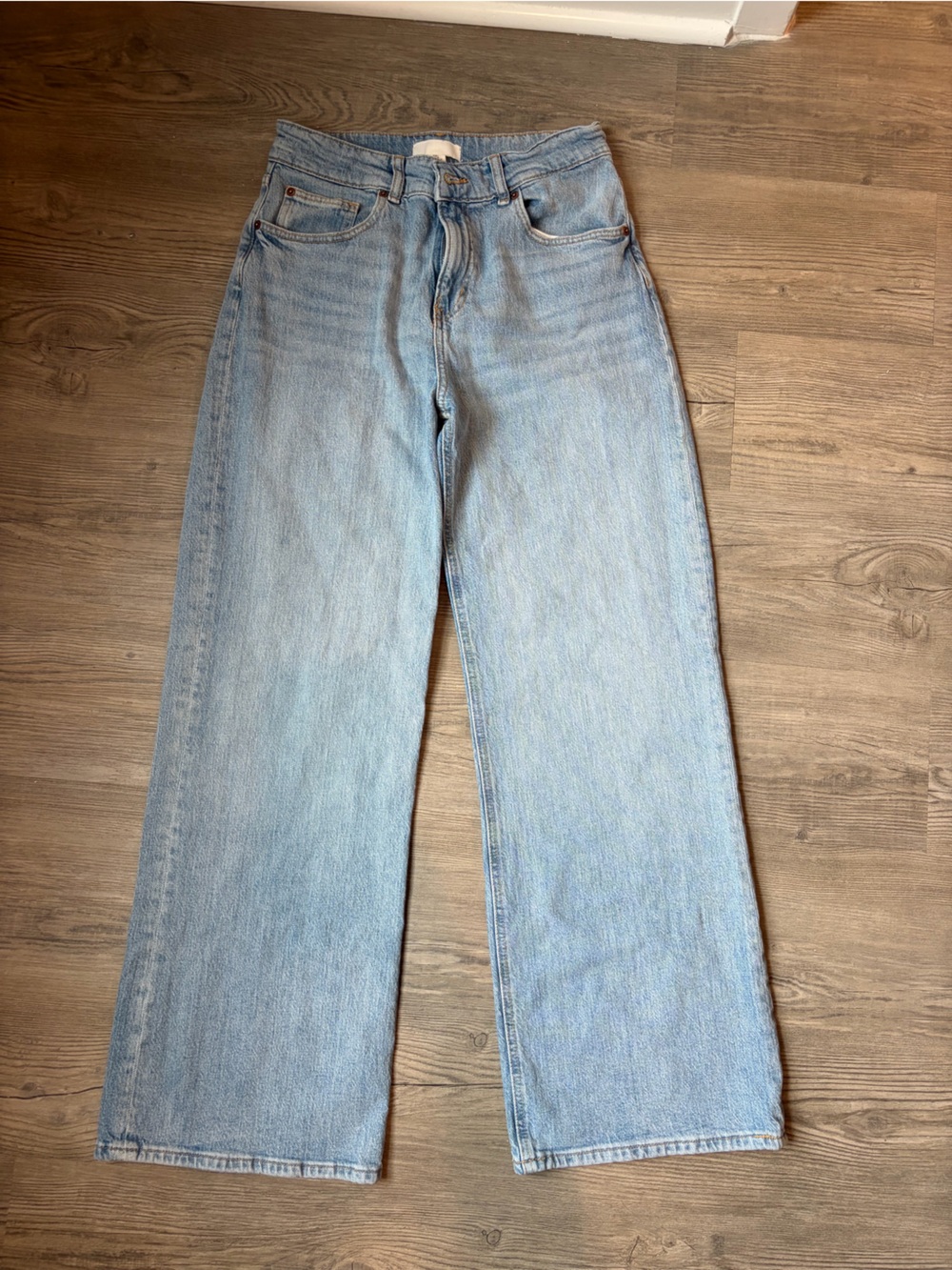 H&M Light Blue High-Rise Wide-Leg Jeans